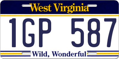WV license plate 1GP587