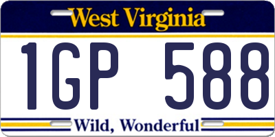 WV license plate 1GP588