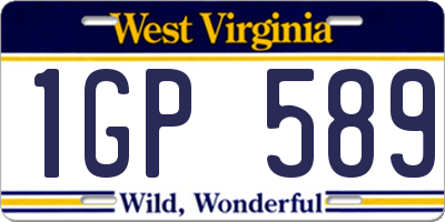 WV license plate 1GP589