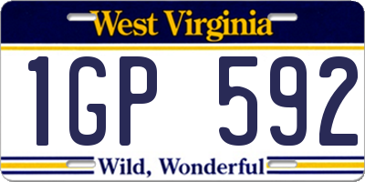 WV license plate 1GP592