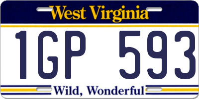 WV license plate 1GP593