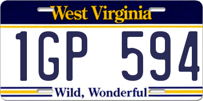 WV license plate 1GP594