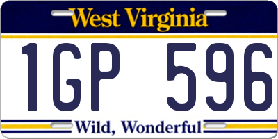 WV license plate 1GP596