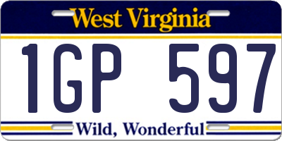 WV license plate 1GP597