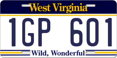 WV license plate 1GP601