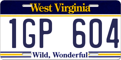 WV license plate 1GP604