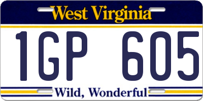 WV license plate 1GP605