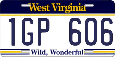 WV license plate 1GP606