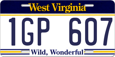 WV license plate 1GP607