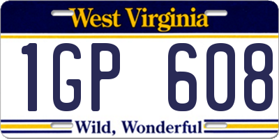 WV license plate 1GP608
