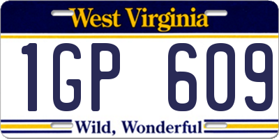WV license plate 1GP609
