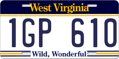 WV license plate 1GP610