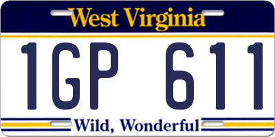 WV license plate 1GP611