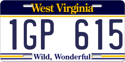 WV license plate 1GP615