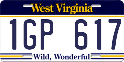 WV license plate 1GP617