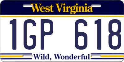 WV license plate 1GP618