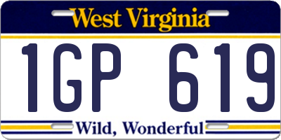 WV license plate 1GP619