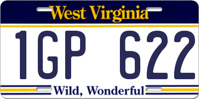 WV license plate 1GP622