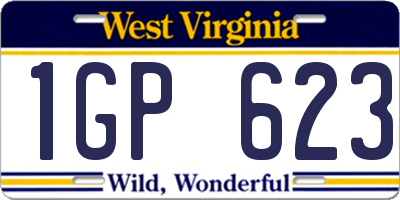 WV license plate 1GP623