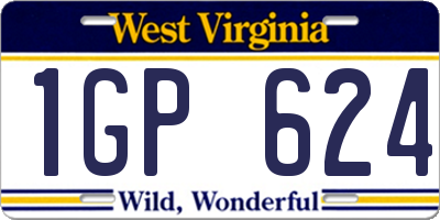 WV license plate 1GP624