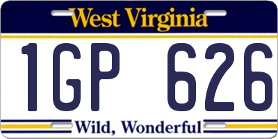 WV license plate 1GP626