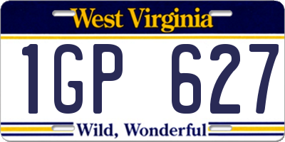 WV license plate 1GP627