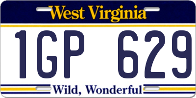 WV license plate 1GP629