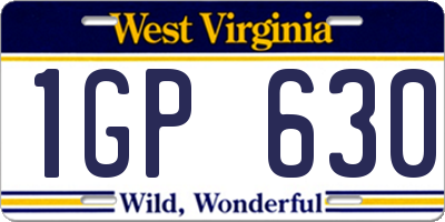 WV license plate 1GP630