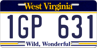 WV license plate 1GP631