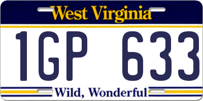 WV license plate 1GP633
