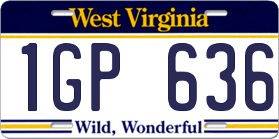 WV license plate 1GP636