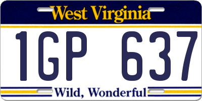 WV license plate 1GP637