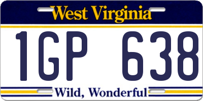 WV license plate 1GP638