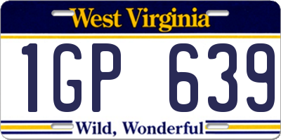 WV license plate 1GP639