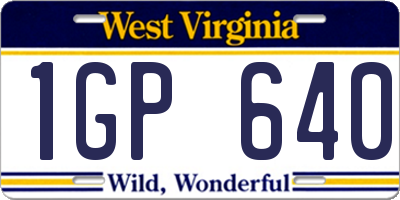 WV license plate 1GP640