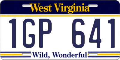 WV license plate 1GP641