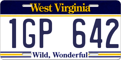 WV license plate 1GP642