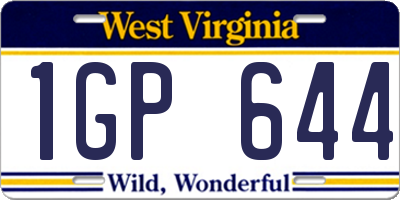 WV license plate 1GP644
