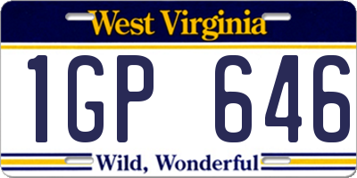 WV license plate 1GP646