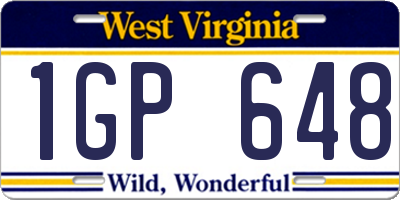 WV license plate 1GP648