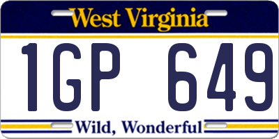 WV license plate 1GP649