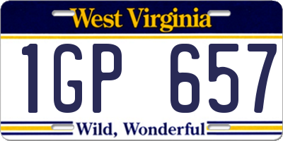 WV license plate 1GP657