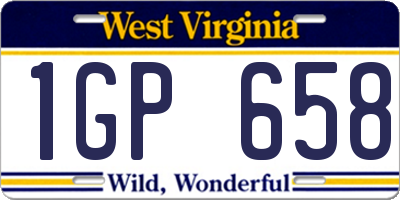 WV license plate 1GP658