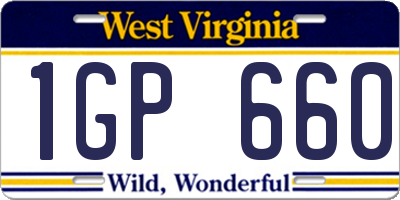 WV license plate 1GP660