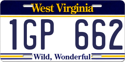 WV license plate 1GP662