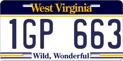 WV license plate 1GP663