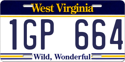 WV license plate 1GP664