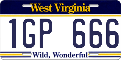 WV license plate 1GP666