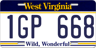 WV license plate 1GP668