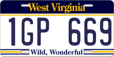 WV license plate 1GP669